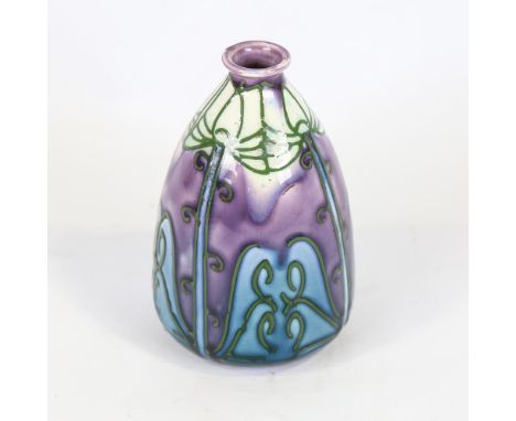 A Minton Secessionist vase, designed by Leon Solon and John Wadsworth, of ovoid squat form with green tube lined flowers over