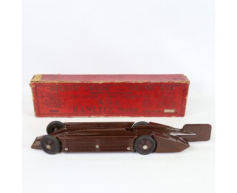Golden Arrow type racing car, AGL Ranlite Series, mahogany, in original box, circa 1931 (Sir Henry Seagrave), length 42cm 