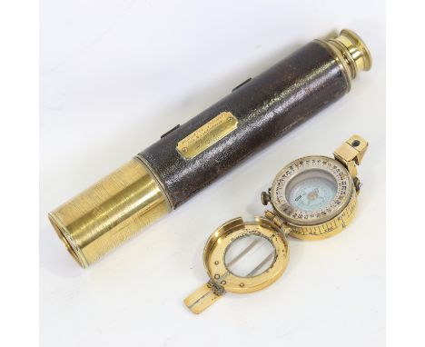 The Lord Bury Telescope, late 19th century, by J H Steward of The Strand London, brass with leather casing, length open 78cm,