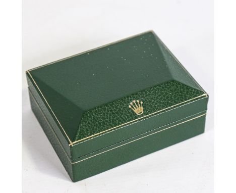 ROLEX - a green leather trapeze Coffin watch box, model no. 10.00.2No damage, a few light white paint specks on lid. 