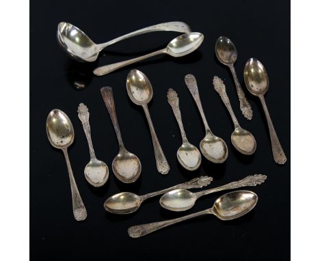 Various silver spoons, including small sauce ladle, 5.5oz totalLot sold as seen unless specific item(s) requested 