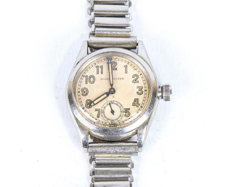 ROLEX - a boy's Vintage stainless steel Oyster mechanical bracelet watch, ref. 3121, circa 1940s, silvered dial with Arabic n