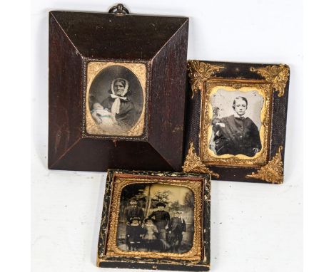 3 late 19th century silver print/daguerreotype portrait photographs, framed (3) 