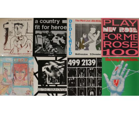 PUNK/NEW WAVE COMPS. Raucous collection of 33 x LPs with EPs. Titles include The Thing From The Crypt (I Nearly Died Laughing
