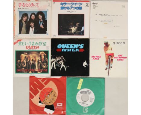 QUEEN - JAPANESE & PROMO 7". Killer collection of 8 x Japanese and promo 45s. Japanese titles are Teo Torriatte (Let Us Cling
