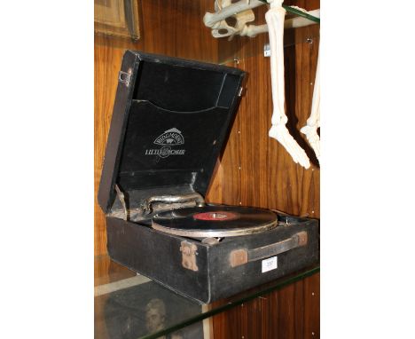 A VINTAGE WIND-UP RECORD PLAYER