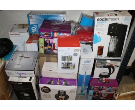 A LARGE QUANTITY OF HOUSEHOLD GOODS TO INC COTTON CANDYMAKER, SODA STREAM, NESCAFE COFFEE MACHINE, JUICER, SPICE RACK ETC