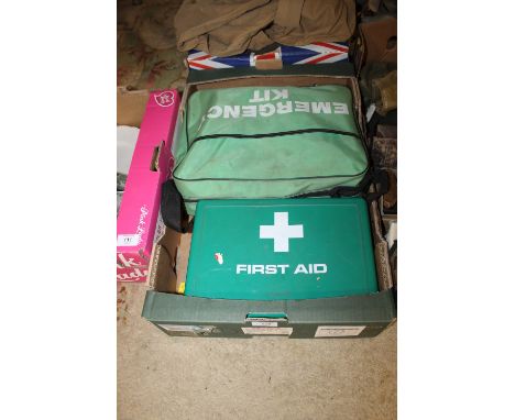 A BOX OF VINTAGE 1970s / 1980s FIRST AID KITS