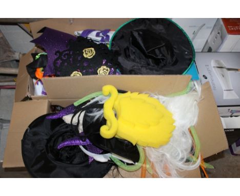 TWO LARGE BOXES INCLUDING HALLOWEEN OUTFITS AND PROPS