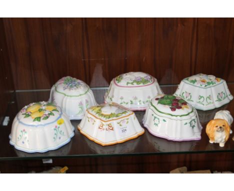 SIX CERAMIC FRANKLIN MINT JELLY MOULDS