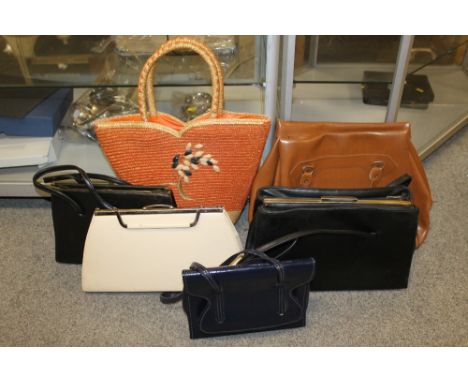 A BOX OF ASSORTED VINTAGE HANDBAGS