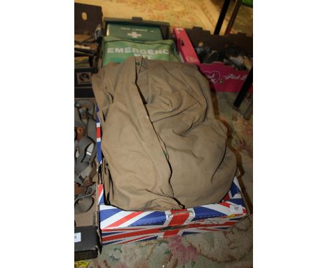 A BOX CONTAINING TWO WW2 ERA BRITISH ARMY OFFICERS SLEEPING BAGS