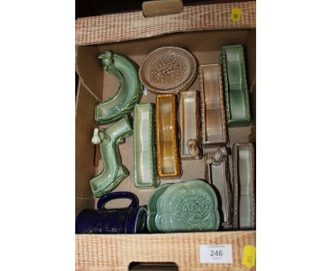 A TRAY OF WADE PIN DISHES ETC