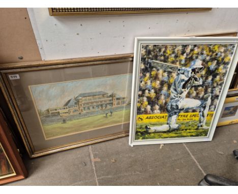 P Ashworth (British, 20th century), cricketing oil on canvas, signed by Clive Lloyd (West Indies) together with a pastel depi