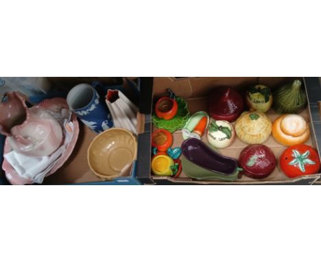 Two boxes of assorted ceramics to include wedgwood, Arthur Wood &amp; Sylvac etc.