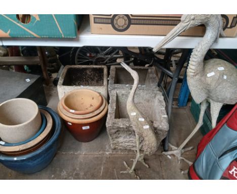 Assorted garden pots and ornaments. 