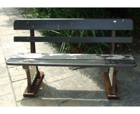 A Great Western Railway style bench, on GWR supports, 152.5 cm wide   
