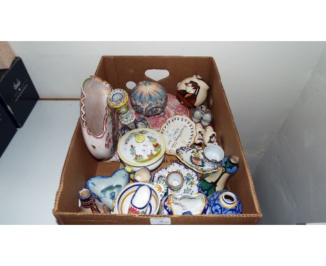 A Quimper candlestick, and other similar items (box)