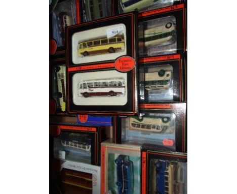 Assorted Exclusive First Editions die-cast buses and commercial vehicles, including Bristol MW coach (South Midlands), 16204,
