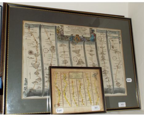 A John Ogilby map, The Road from London to Chichester, another similar, The Continuation of the Road from London to the Lands