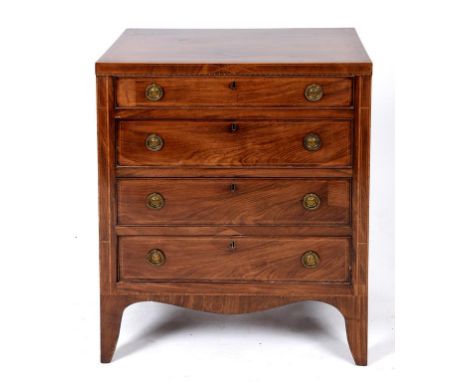 A 19th century inlaid mahogany chest, of four drawers, on bracket feet, 79 cm wide  See illustration Condition report Report 