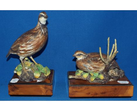 A pair of Royal Worcester limited edition Bob-White Quails, male, 3827, and female, 3828, both 268/500, with certificates (re