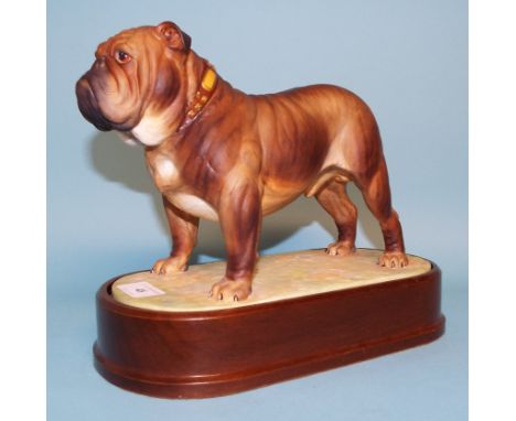 A Royal Worcester figure, The Bulldog, 3822, with wooden stand