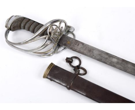 A William IV officers sword, the guard with William IV initials and crown, the blade marked GILPIN & CO, the steel scabbard m