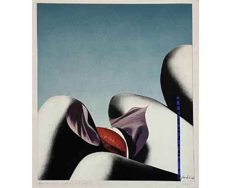 Kubicek, Juro (1906 Görlitz - 1970 Berlin) "Zwischen den Hügeln". Collage auf Karton, sign. "Juro Kubicek", betitelt und dat.
