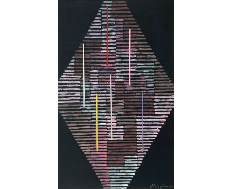 Fleischmann, Adolf Richard (1892 Eßlingen am Neckar - Stuttgart 1968) Ohne Titel (Oktogon auf schwarzem Grund). Gouache auf K