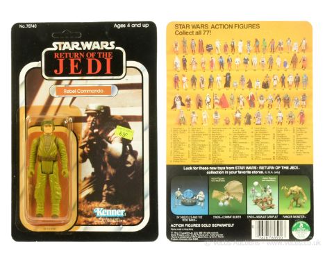 Kenner Star Wars Return of the Jedi vintage Rebel Commando 3 3/4" figure, Mint, within Excellent (yellowed) bubble, upon Near