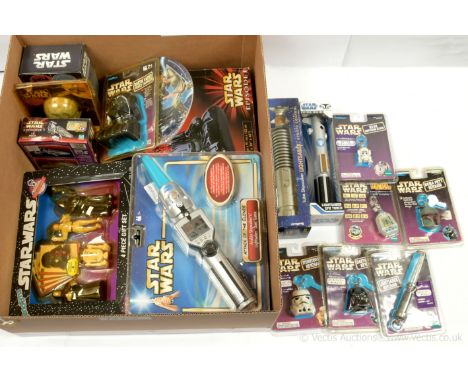 Quantity of Star Wars modern issue collectables, including Just Toys Bend-ems 4 piece gift set, Tiger Darth Vader Voice Chang