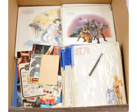 large quantity of Star Wars vintage collectables including various size and design Place Mats, Note Boards with pen, partiall