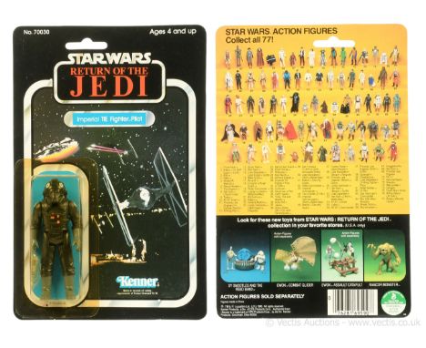 Kenner Star Wars Return of the Jedi vintage TIE Fighter Pilot 3 3/4" figure, Mint, within Excellent (yellowed) bubble, upon N