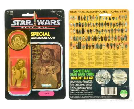 Kenner Star Wars vintage The Power of the Force Lumat 3 3/4" figure, Mint, within Excellent (yellowed) bubble, upon Good (cre