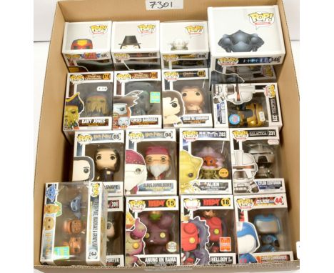 Quantity of Funko Pop! vinyl figures x seventeen includes Judge Dredd #48, V for Vendetta #10, Forbidden Planet Robby the Rob