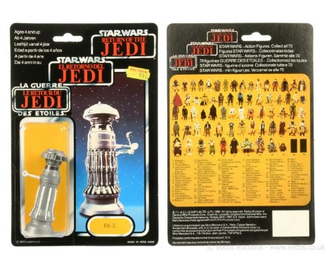 Palitoy Star Wars Return of the Jedi Tri-Logo vintage FX-7 3 3/4" figure, Mint, within Excellent (slight dents) bubble, upon 