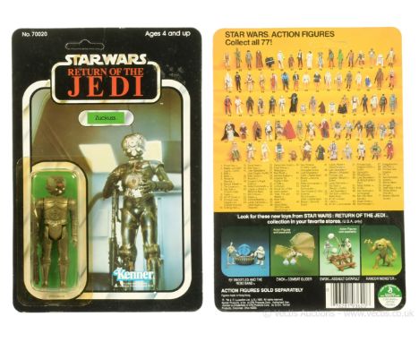 Kenner Star Wars Return of the Jedi vintage Zuckuss 3 3/4" figure, Mint, within Good Plus (slight dent and yellowed) bubble, 