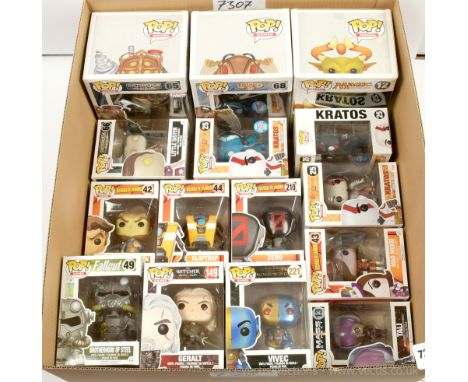 Quantity of gaming related Funko Pop! vinyl figures x eighteen includes Bioshock Big Daddy #65, Bioshock Little Sister #66, B