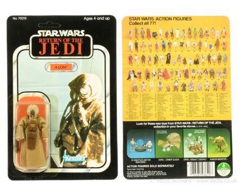 Kenner Star Wars Return of the Jedi vintage 4-LOM 3 3/4" figure, Mint, within Excellent (yellowed) bubble, upon Near Mint un-