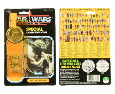 Kenner Star Wars vintage The Power of the Force Yoda 3 3/4" figure, Mint, within Fair (cracked and yellowed) bubble, upon Goo