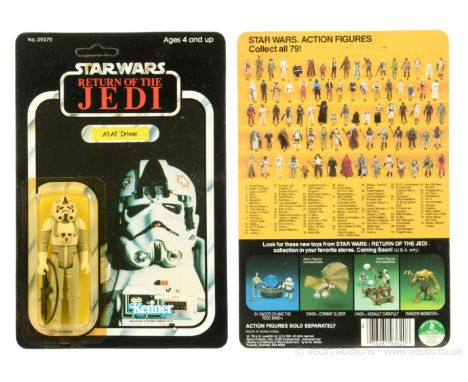 Kenner Star Wars Return of the Jedi vintage AT-AT Driver 3 3/4" figure, Mint, within Excellent (yellowed) bubble, upon Near M