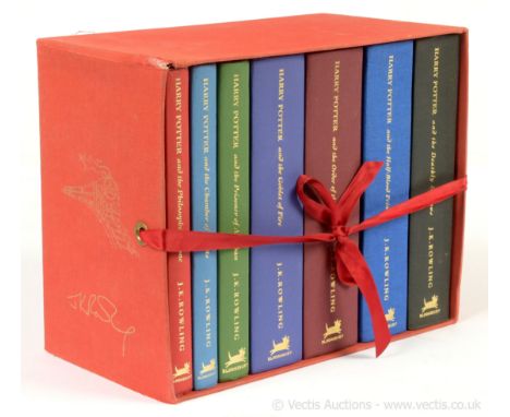 Harry Potter Bloomsbury Deluxe Gold Signature Edition Complete Hardback Book Set, contains all seven stories, The Philosopher