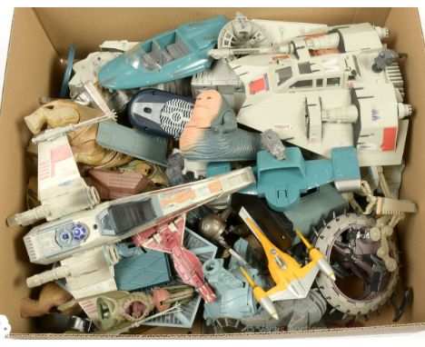 Large quantity of Hasbro Star Wars modern Vehicles and Creatures including AT-AT, X-Wing Fighter, TIE Fighter, Flash Speeder,