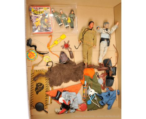 Gabriel Inc vintage loose Lone Ranger and Tonto 11" action figures, Plus clothing and accessories, Poor to Fair. Airfix Eagle