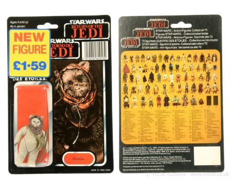 Palitoy Star Wars Return of the Jedi Tri-Logo vintage Warok 3 3/4" figure, Mint, within Excellent (slightly dented) bubble, u