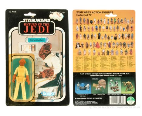 Kenner Star Wars Return of the Jedi vintage Admiral Ackbar 3 3/4" figure, Mint, within Excellent (yellowed) bubble, upon Good