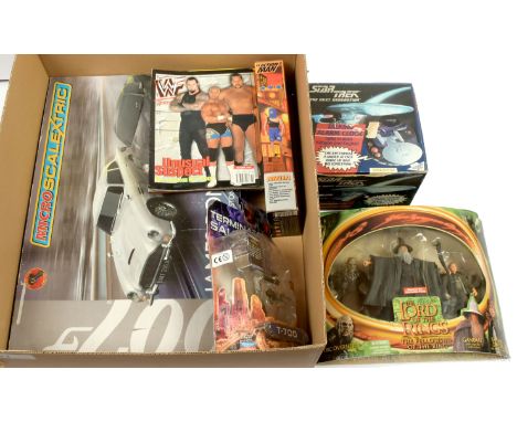 James Bond Micro Scalextric set, Mint UNUSED (untested), within Good opened box, A selection of WF Wrestling Magazines, Good.