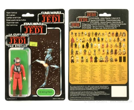 Palitoy Star Wars Return of the Jedi Tri-Logo vintage B-Wing Pilot 3 3/4" figure, Mint, within Excellent (slight dents) bubbl