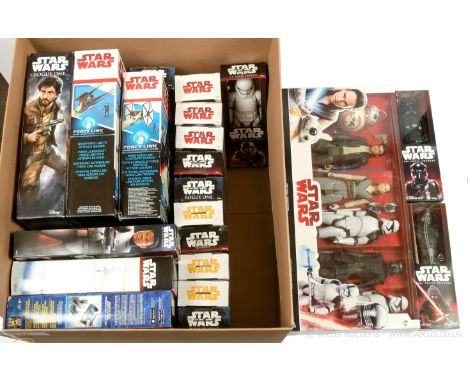 Large quantity of Modern Star Wars 12" figures and Vehicle with 3 3/4" figure packs including Rebel U-Wing Fighter, Kylo Ren'